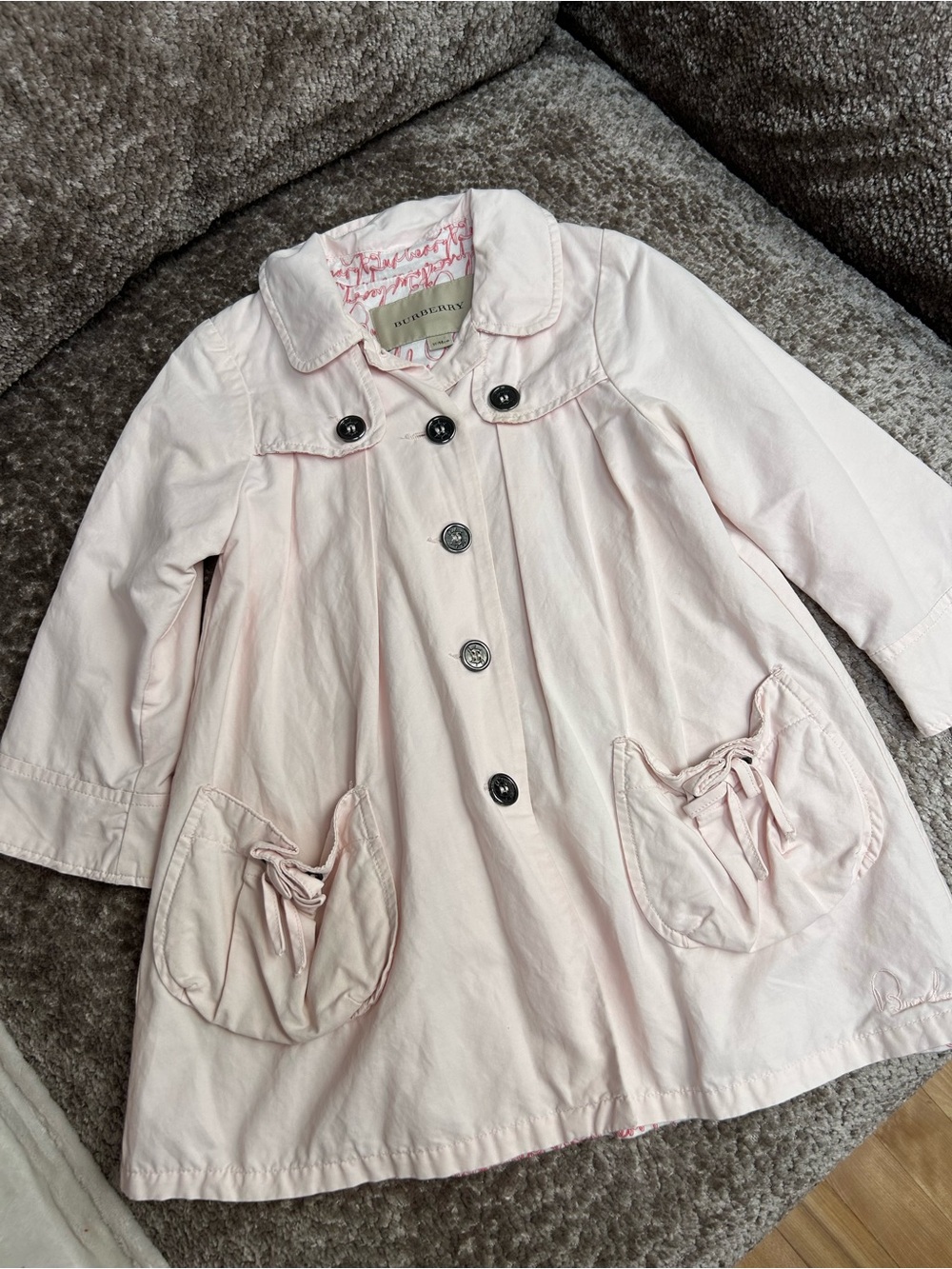 Burberry Kids Pale Pink Button-Front Coat